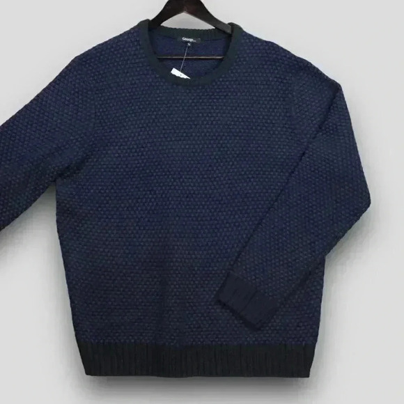 NEW! GEORGE men's sweater black‎ with blue designs small, XL - Picture 5 of 6